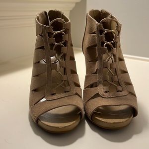 michael kors elastic front heels with zipper